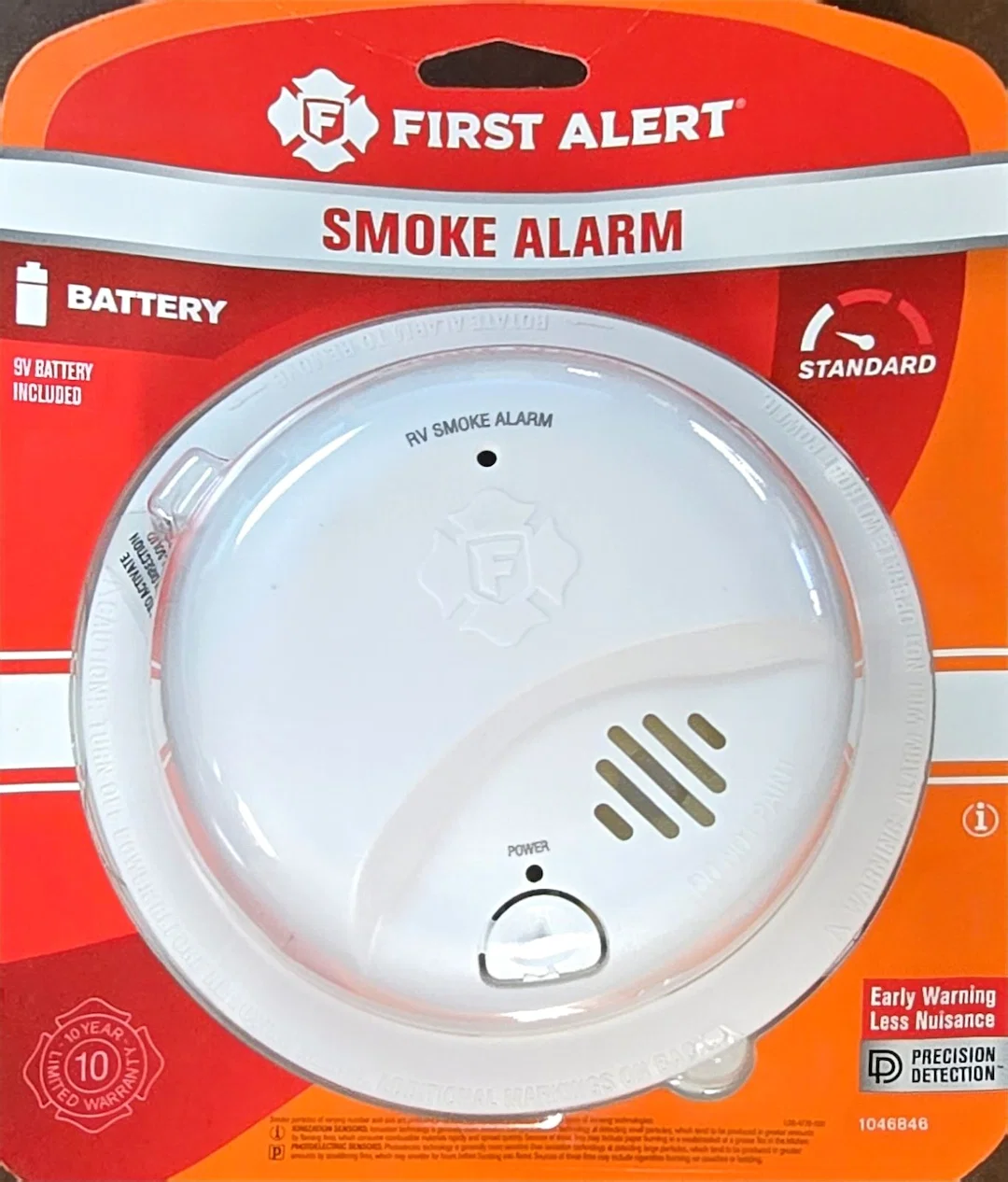 1046846 – BRK ELECTRON Smoke Detector, 5.4 Inch Diameter x 1.9 Inch Depth With Test/ Silence Button Replaceable 9 Vol...